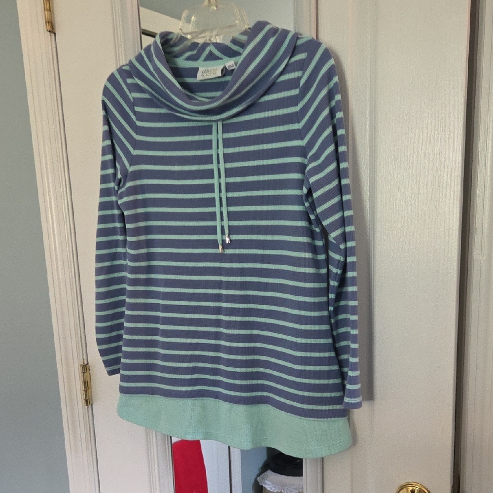 Striped Blue and Green Women's Hoodie